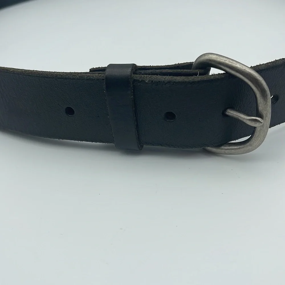 Stamp 10 Black Leather Belt Braided Moto Biker Goth Sz L